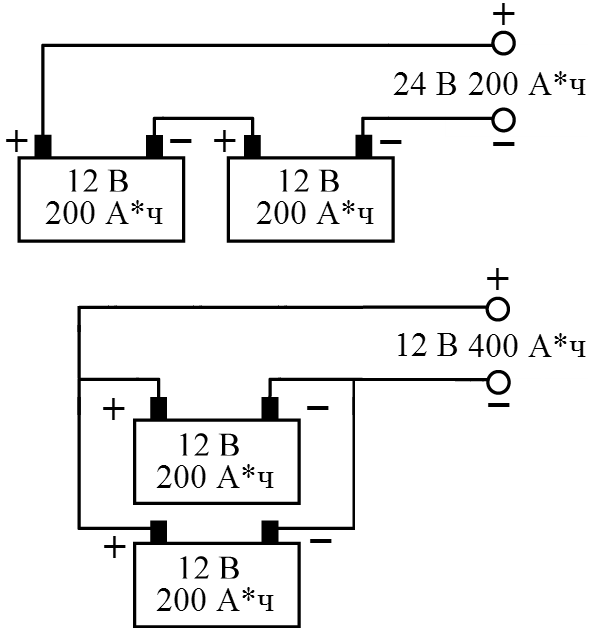 Схема подключения аккумуляторов